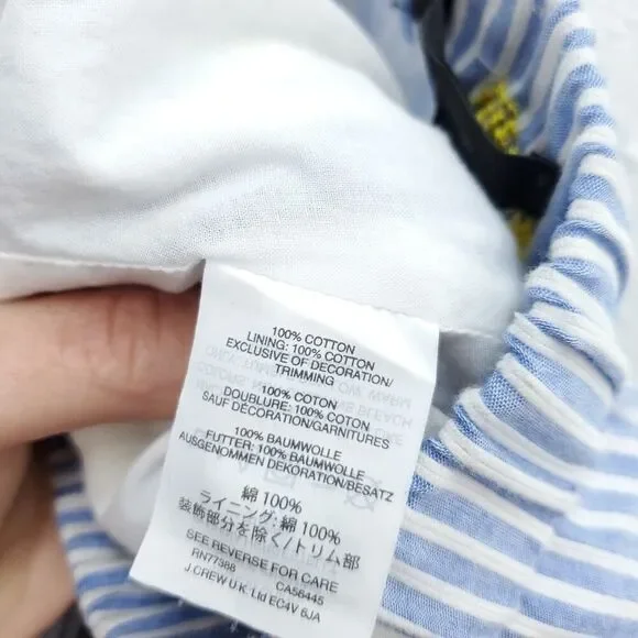 J. CREW Pinapple Embroidered Tiered Seersucker Pinstripe Lagenlook Midi Skirt - Picture 14 of 15